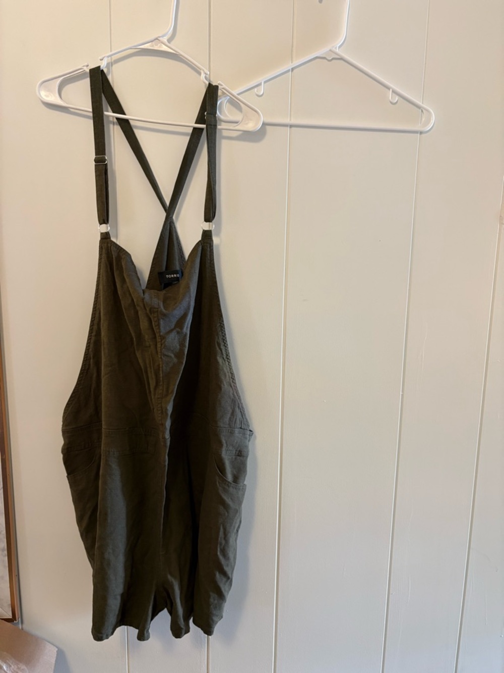 torrid Olive Green Strappy Linen-Blend Romper